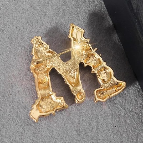 Initialbokstav Brosch Pin Skapad Kristallpärla Broscher Guldpläterad Färgglad Bokstav M Brosch Pins Art Nouveau Smycken