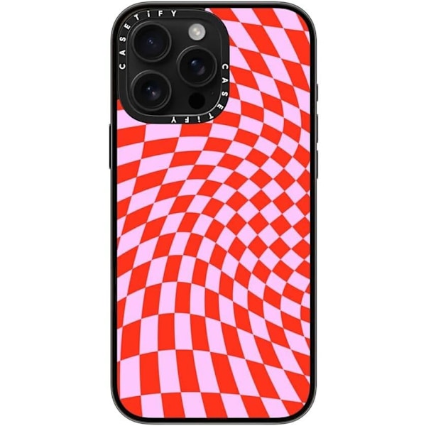 Kompakt iPhone 16 Pro Max-fodral [Lättviktigt / 4 fot 2X Militärklass Fallskydd / Smalt] - Körsbär - Klar Svart Strawberry Checkers iPhone 16 Pro Max