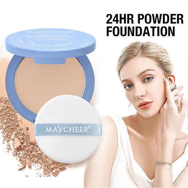 MAYCHEER Engelsk Versjon Matt Kompaktpudder, Langvarig Vanntett Sminkepudder 2 10g