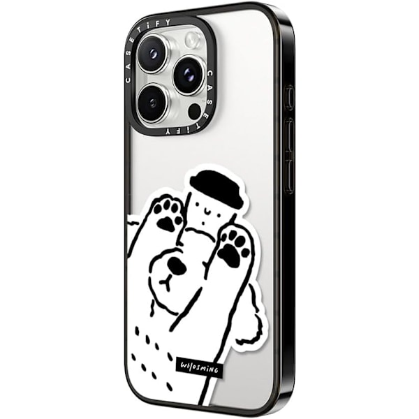 Kompakt iPhone 16 Pro Max Deksel [Lettvekt / 1,2 m 2X Militær Grad Fallbeskyttelse/Slank] - Kirsebær - Klar Svart Dog Loves Coffee iPhone 16 Pro