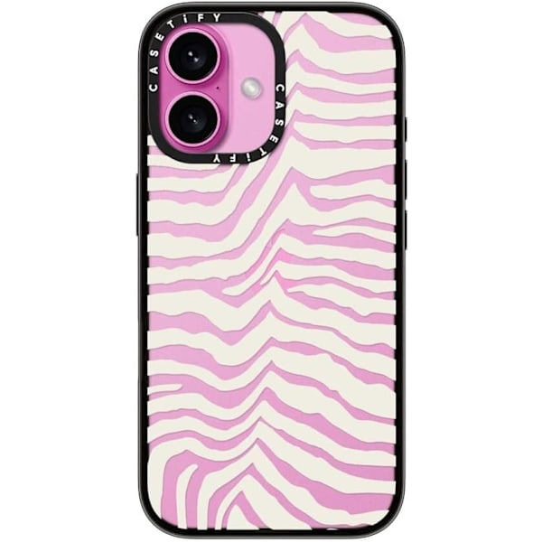 Kompakt iPhone 16 Pro Max Deksel [Lettvekt / 1,2 m 2X Militær Grad Fallbeskyttelse/Slank] - Kirsebær - Klar Svart Zebra Stripe iPhone 16