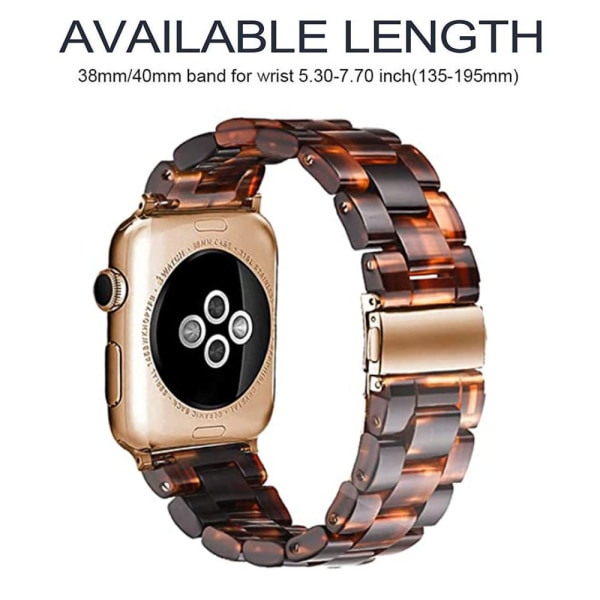 Kompatibel med Apple Watch-reimer 38-40mm/42-44mm Serie 5/4/3/2/1, Slank Resin-armbånd -38-40mm-Dyp Honning