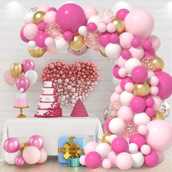 Pink Ballongirlander Bue Kit Pink og Hvide Balloner 5+12+18 Tommer Guld Lyserød Romantiske Balloner Til Festdekorationer