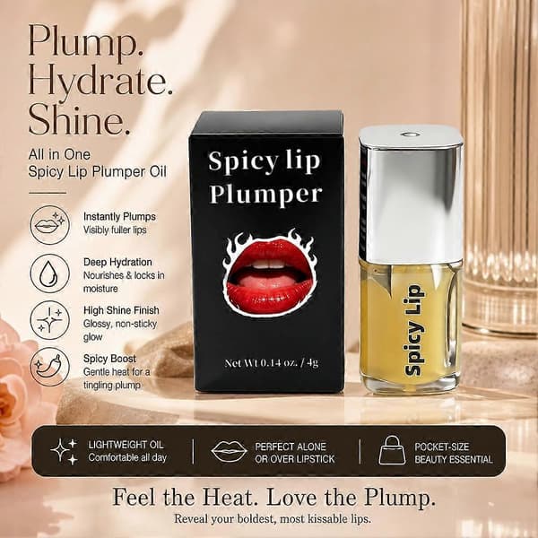 Spicy Lip Plumping Serum - Rask Volumisering, Glatter ut Fine Linjer, Bærbar 1st 4g