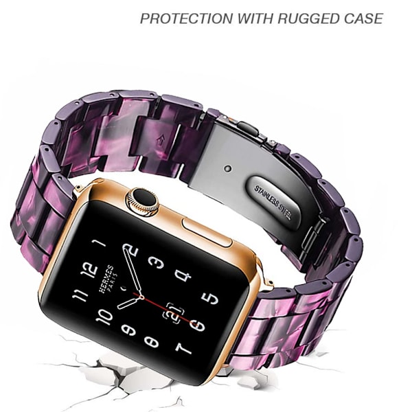 Kompatibel med Apple Watch-armband 38-40mm/42-44mm Serie 5/4/3/2/1, Smalt hartsband i resin -42-44mm-lila ljus