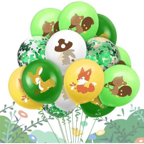 Woodland Animals Balloner Hjorte Egern Kanin Ræv Konfetti Ballon Baby Shower Fødselsdagsfest Dekoration Tilbehør 15stk
