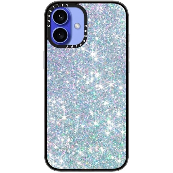 Kompakt iPhone 16 Pro Max Deksel [Lettvekt / 1,2 m 2X Militær Grad Fallbeskyttelse/Slank] - Kirsebær - Klar Svart Glitter Dream iPhone 16 Plus