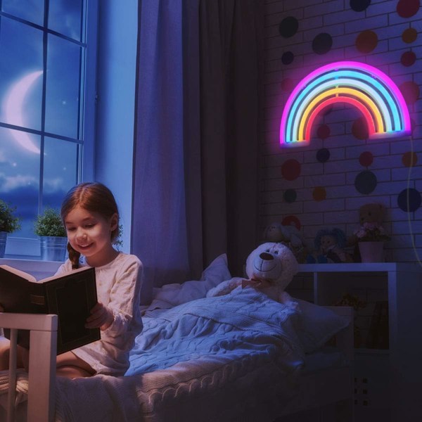 Neon Rainbow Light, Led Rainbow Neon Light för väggdekor,  för sovrum, söt färgglad Rainbow Led-skylt för flickrum, sovsal, fest, bröllop