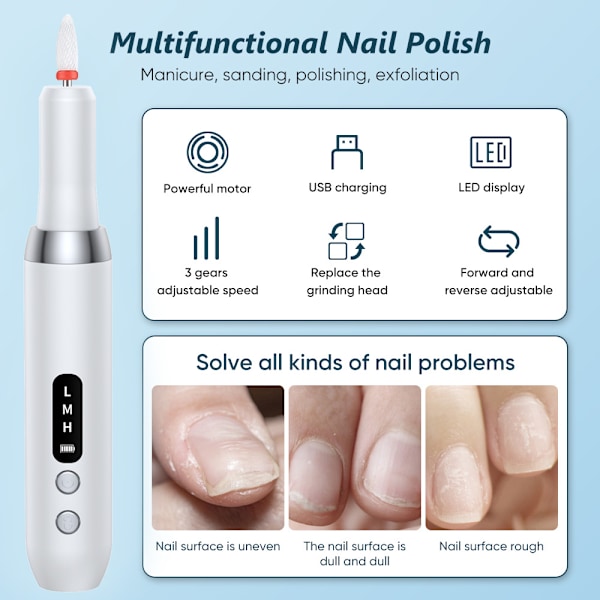 Elektrisk nagelfil, sladdlös akrylnagelsats med keramiska nagelbitar, slipband, bärbar laddningsbar efil-set för akryl- och gelnaglar, manikyr khaki