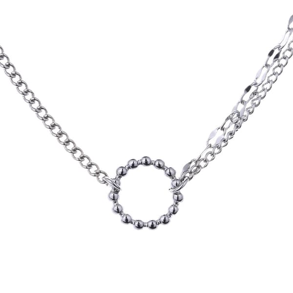 Mode Glänsande Silverhalsband Dam Elegant Nyckelbenskedja Dubbel