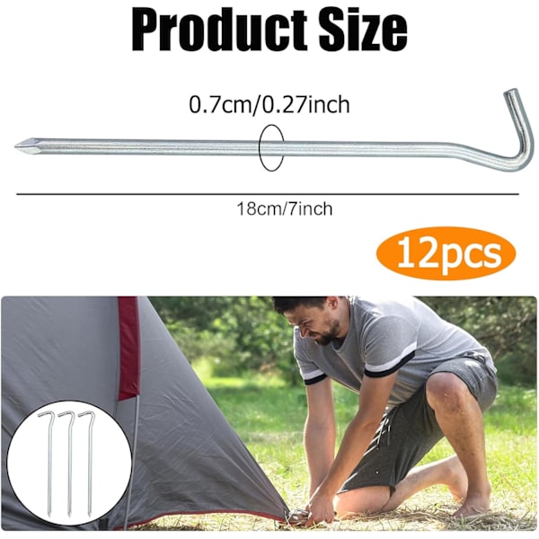 Teltplugger stormsikre, 12 stk 18 cm teltplugger, plugger jordspyd stabile, teltplugger camping, flyaluminium plugger jordspyd