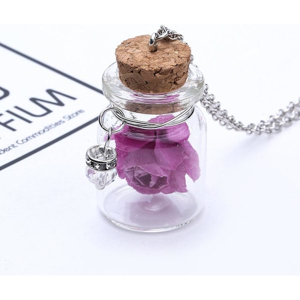 Vedhæng Choker Y-Halskæder Glasflaske i Glow Tiny Bottle Glas Halskæde Kæde Blomst Ønske Mørket Vedhæng Anden Kæde Smykker og Piger (Lilla, )