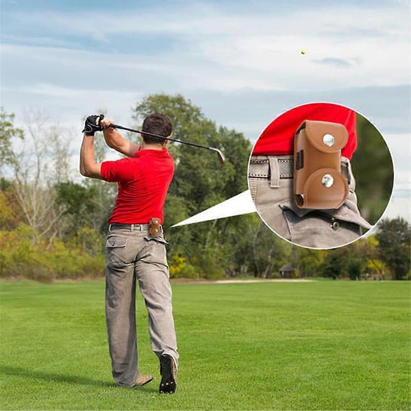 Golftaske i læder til golfbolde og tees, opbevaringstaske til taljen Svart