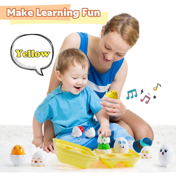 Lärleksaker för 1 2 3 år gammal flicka Pojkepresenter,Pedagogiska Montessori färgform sorteringsleksaker för småbarn 1-3 år gamla,Matchande ägg Baby