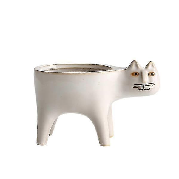 Succulent Plant Pot Interesting Cat Shaped Planter Ceramic Garden Pot Ornament For Office Black