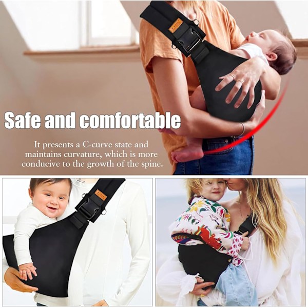Babybærere, justerbare nyfødtbærere, hoftebærere, sidebærere, opptil 15 kg Monochrome black