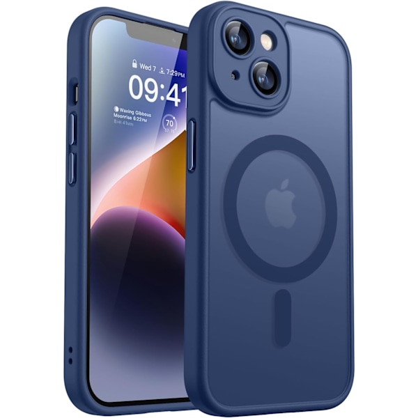 Magnetisk etui til iPhone 16 Pro Max med fuld kamerabeskyttelse [Kompatibel med Magsafe] [Gennemskinnelig mat] Beskyttende telefonetui, mat sort Deep Blue iPhone 14