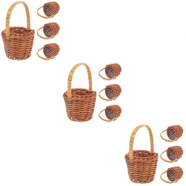 Mini Rattan Kurv til Opbevaring 12 Stk Lysebrun Mini Vævet Picnickurv