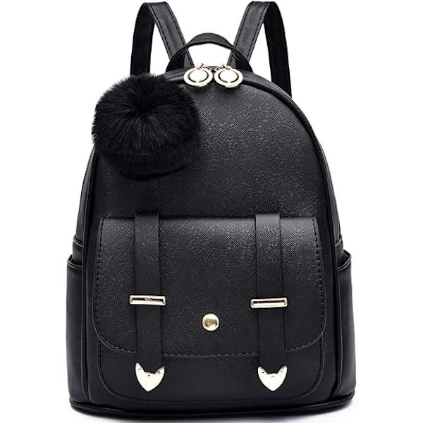 Flickor Fashion Ryggsäck Mini Ryggsäck Handväska för Kvinnor Tonårsflickor Handväskor PU Läder Pompom Ryggsäck Axelväska