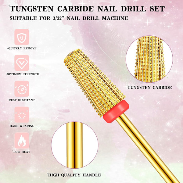 3 st Nail CaREide 5 i 1-bit, nagelborrset - 2-vägs rotation för användning med både vänster och höger hand, 3/32 tum skaftstorlek