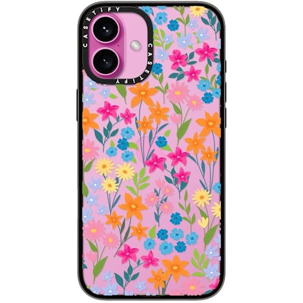 Kompakt iPhone 16 Pro Max Deksel [Lettvekt / 1,2 m 2X Militær Grad Fallbeskyttelse/Slank] - Kirsebær - Klar Svart Bright Spring Flowers iPhone 16 Plus