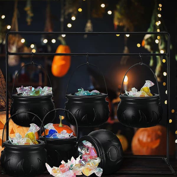 Halloween Witch Cauldron Candy Bowl Decor Spooky Candy Bucket Punch Bowls Cauldron Bowls with Iron Stand Easy to Use