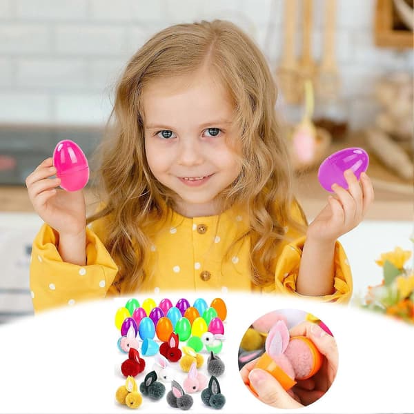 Fylte påskeegg med kanin - Mini plastleke for gutter og jenter