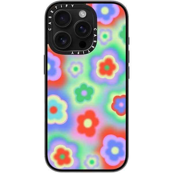 Kompakt iPhone 16 Pro Max Deksel [Lettvekt / 1,2 m 2X Militær Grad Fallbeskyttelse/Slank] - Kirsebær - Klar Svart Acid Flowers iPhone 16 Pro