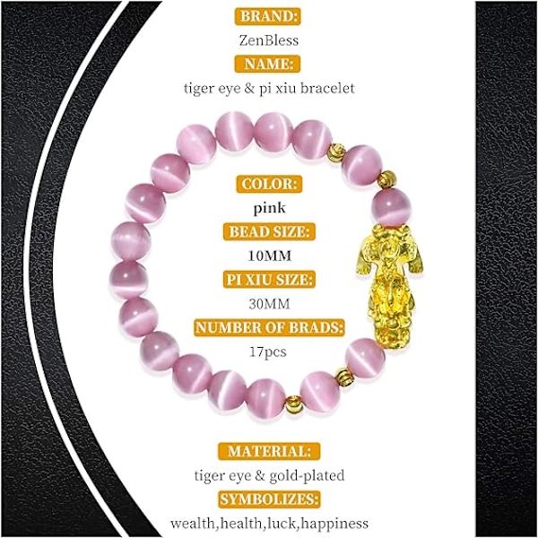 Feng Shui-armband för kvinnor Naturlig tigeröga-armband 18k guldpläterat Pixiu-armband Yoga Mala-pärlor Lycka vänskapsarmband för kvinnor