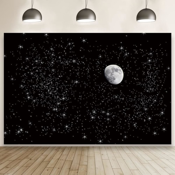 7x5ft Svart Natt Himmel Bakgrund Universum Rymden Stjärnhimmel Fotografi Bakgrund Galax Tema Barn Pojke Födelsedagsfest Dekoration Baby