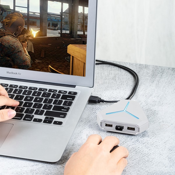 USB hub splitter ABS udvidelseshub interface bærbar computer U disk højhastighedsekspander-Børstet hvid USB2.0+ seks porte