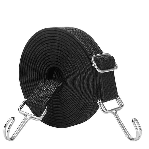 4 meter lång bungee-rep med krokar, kraftig bagagerem, elastisk gummirem, fast bandkrokstillbehör black