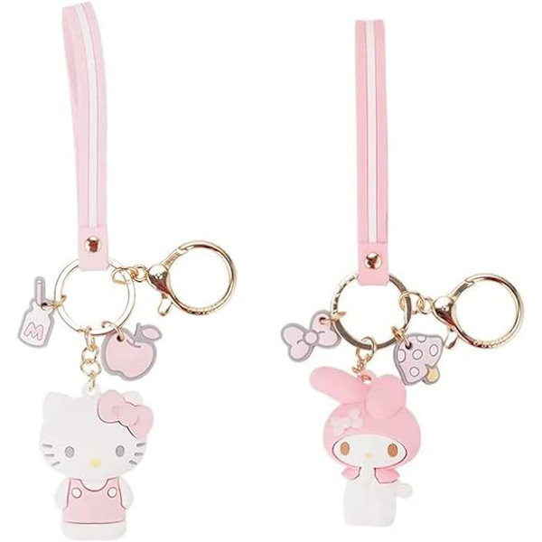2 stk. Søde Kawaii Tilbehør Anime Nøglering Sød Nøglering Nøglering Nøglepung Håndtaske Bilcharms - My Melody+KT Cat