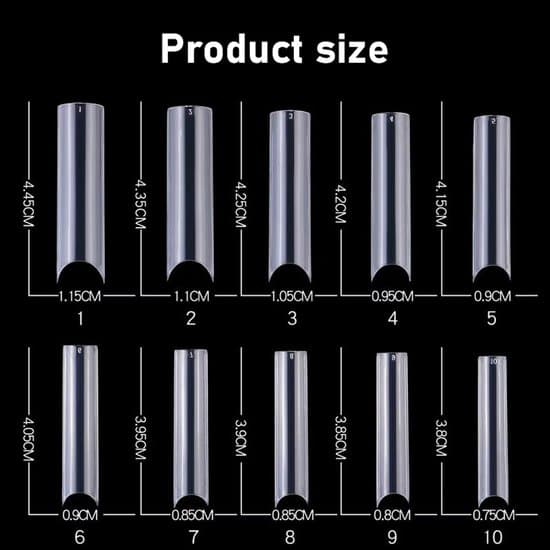 Clear Acrylic Nail Tips – Extra Long Straight Square Nail Tips – Nail Tips for Gel Nails – Transparent False Nails – Press-On Nails 200