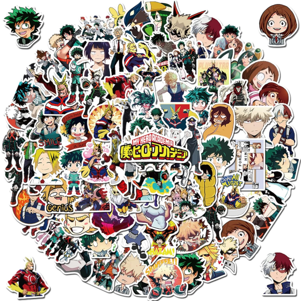 100 st My Hero Academia-klistermärken, anime-dekaler för barn, anime för tonåringar, vattentäta vinyldekaler för bärbara datorer, telefoner och skateboards