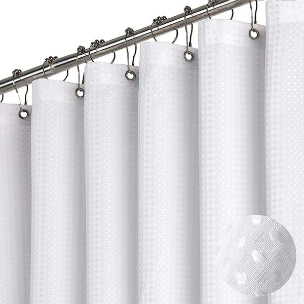 Embossed Pattern Shower Curtain - 180 x 180 cm - Waterproof, Washable and Thick - Special Texture for Bathroom - Available in Multiple Sizes and White