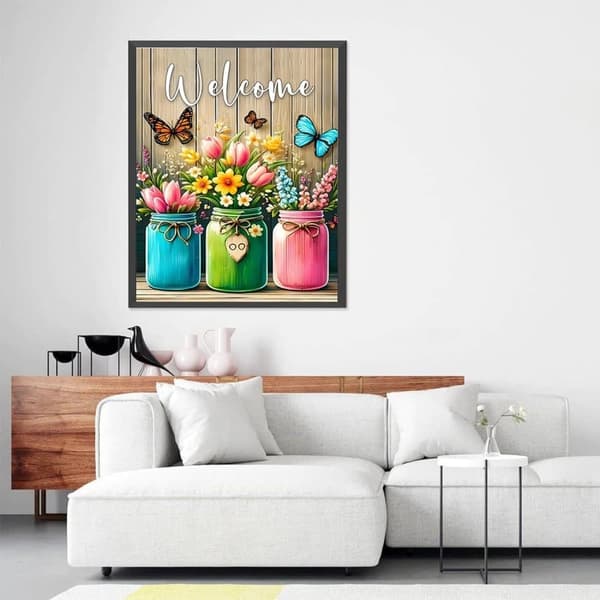 Butterfly Flower 5D Diamond Art - Bottle Shape for Beginners, Full Round Beads, DIY Home Decor 30x40 cm