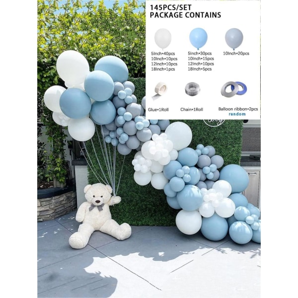 145 PCS Ballonger Garland Arch Kit, Lys Pastell Lilla Gull Hvite Ballonger Konfettilatex Metalliske Ballonger Til Festdekorasjoner Tilbehør