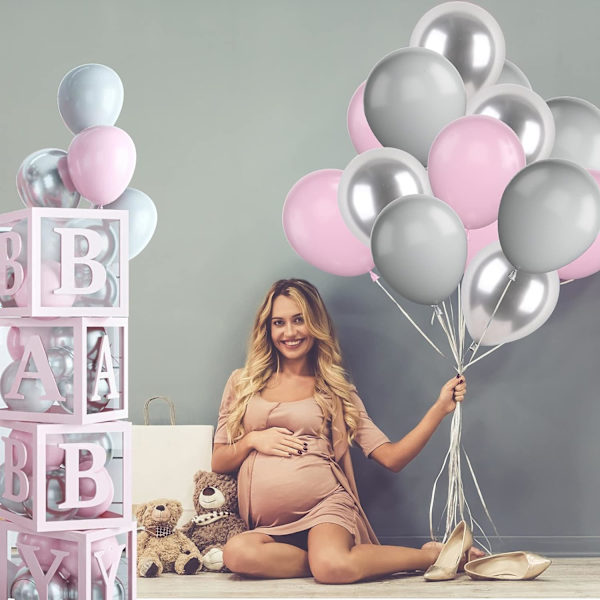 Vaaleanpunaiset Hääilmapallot, Vaaleanpunainen Harmaa Hopea Ilmapallojen Garland Kaarisetti Tytöille Naisille, 93 Pakkaus Vaaleanpunaisia ​​Juhlat Ilmapalloja Syntymäpäiville Baby Shower Koristeluihin