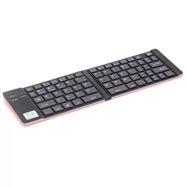 Dubbel hopfällbar trådlös Bluetooth-tangentbord, Mini trådlöst tangentbord kompatibelt med IOS iPad, Android Tablet, Windows PC, etc.-roséguld