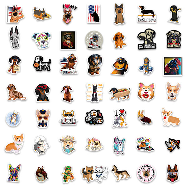 100 stk Dachshund-klistremerker, vanntette vinylklistremerker egnet for bærbare datamaskiner, nettbrett, vannflasker, sykler, bagasje, datamaskiner