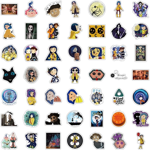 Coraline-vesitiivisetarrat (100 kpl) Hydroflask-vesipulloon, esteettiset vinyylitarrat, kannettava tietokone, rullalauta, matkatavarat teini-ikäisille/lapsille/Cor
