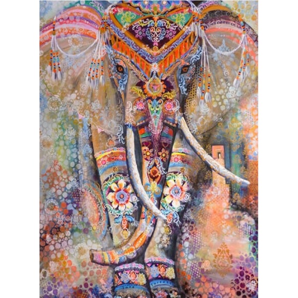 5D diamond painting djur diy rådjur kombination rund borr full av lejon och elefanter -(Färg elefant)-12*16 in