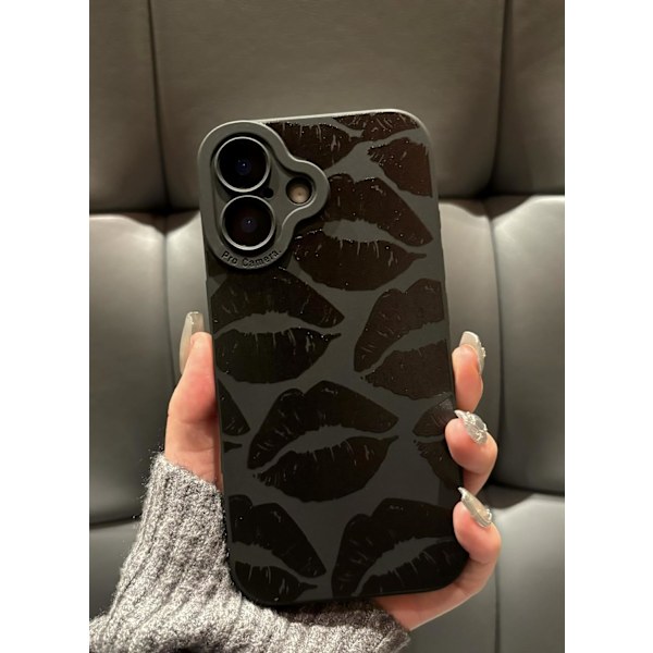 iPhone 16 Pro Max Skal 6,9 tum 2024, Estetisk Hjärtan Print iPhone 16 Pro Max Skal för Kvinnor Flickor Män, Silikon Skyddande Telefonfodral för iPhone Lips iPhone 16