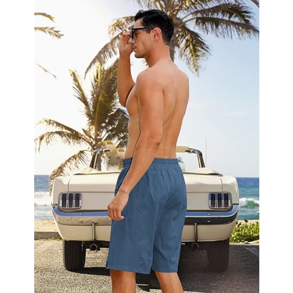 Badbyxor med kompressionsfoder 2 i 1 Boardshorts 9 tum Snabbtorkande badbyxor med blixtlåsförsedda fickor