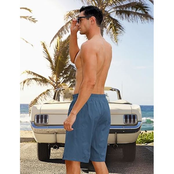 Badeshorts med kompressionsshort 2 i 1 boardshorts 9 tommer hurtigtørrende badebukser med lynlåslommer