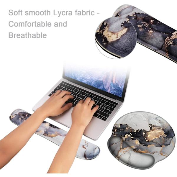 Keyboard Håndledsstøtte og Mus Håndledsstøtte Mussemåtte Sæt, Ergonomisk Hævnet Hukommelsesskum til Nem Skrivning & Smertelindring (Grå MaREle)