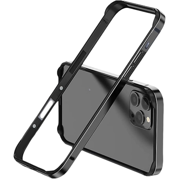 Ny Aluminium Ramme Metal Bumper Ramme Slankt Hårdt Cover til iPhone16 ProMax, Metal Ramme Armor med Blød Indre Bumper, Hævet Kantbeskyttelse (Guld Black For iPhone16 Plus