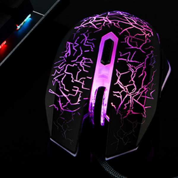 Spelmus med sladd, USB optisk datormus med RGB-bakgrundsbelysning, 4 justerbar DPI ergonomisk spelare bärbar datormus - svart