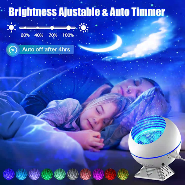 Stjernehimmel lys aurora projeksjonslys bil hjemme atmosfære stjernehimmel lys full himmel stjerne vann korn måne led nattlys RGBW 8W